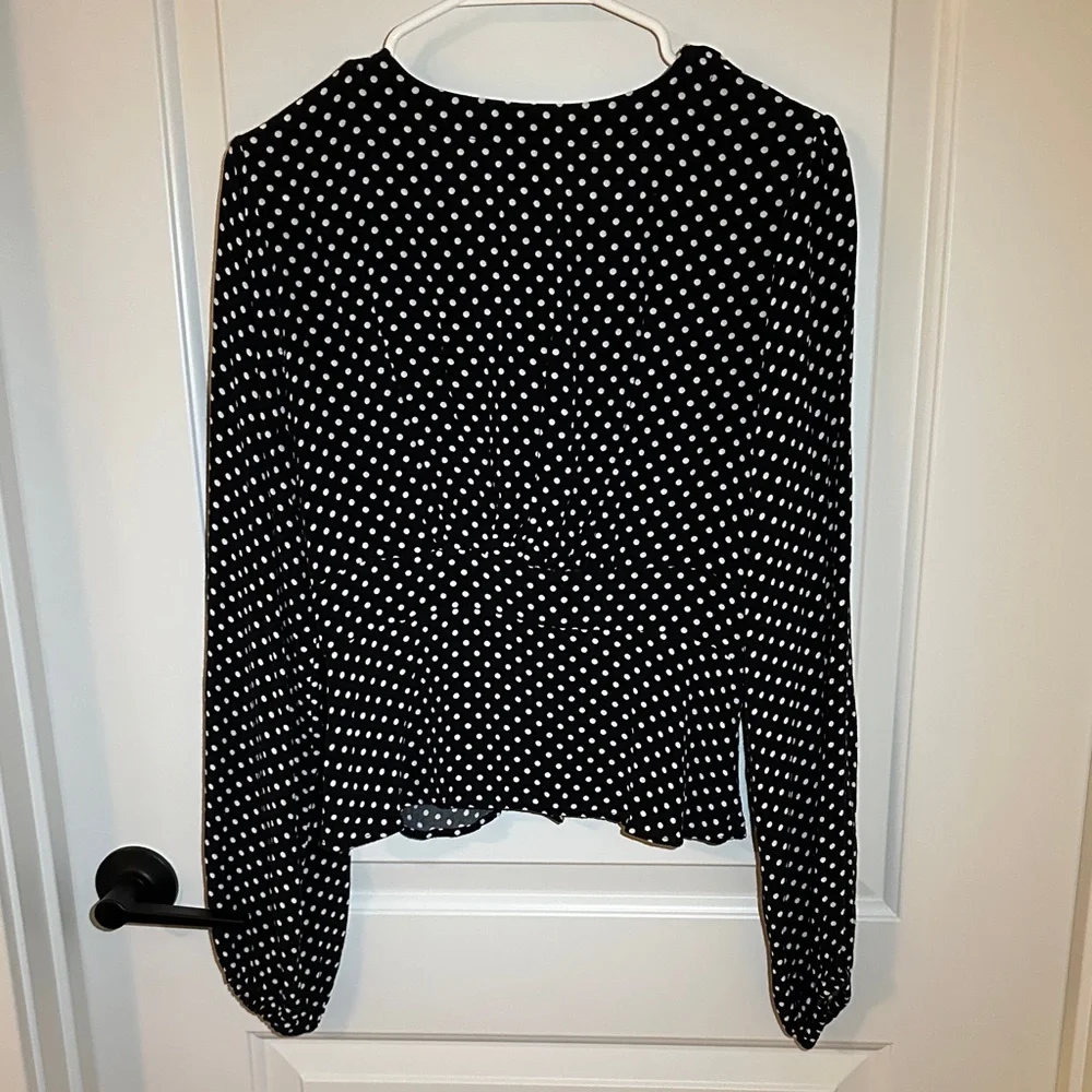 Free People Black and White Polka Dot Blouse - Picture 2 of 4